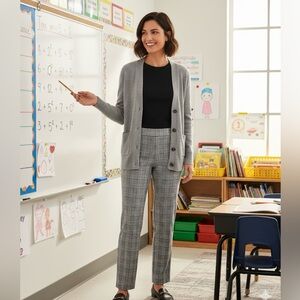 RIANI Cotton Glen Plaid Trousers Sz 10